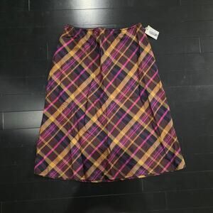 Copper Key Beige, Brown, Black & Pink Plaid Skirt - Small